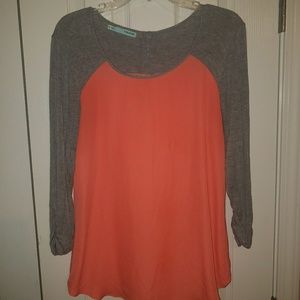 Coral and gray shirt